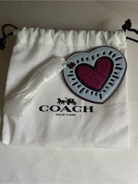 COACH x Keith Haring Leather Heart Keychain Charm NEW